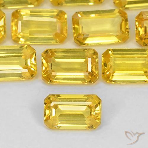 Saphir Jaune naturelle Octogone / coupe Émeraude, 0.41 ct, VS