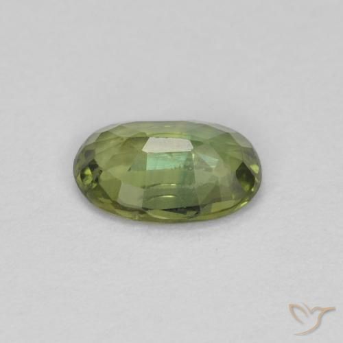 Saphir Vert moyen-foncé naturelle ovale, 0.54 ct, VS