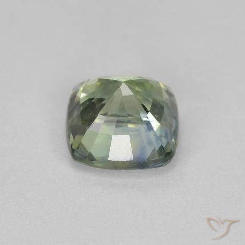 Saphir Vert pâle naturelle Coussin, 0.97 ct, VVS