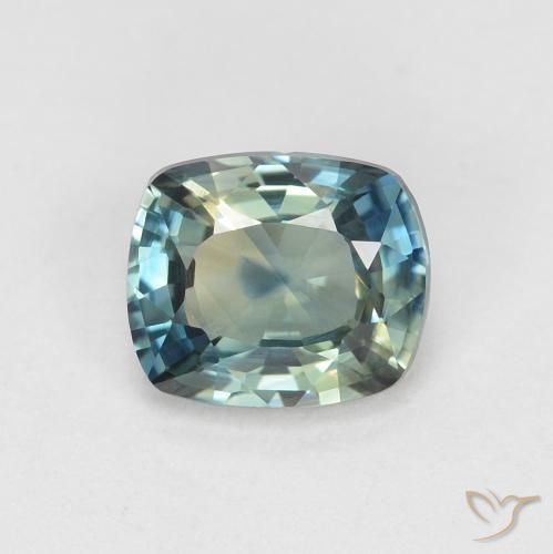 0.96ct Naturel Bleu verdâtre Saphir, Coussin, VVS