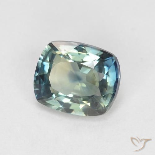 Saphir Bleu verdâtre naturelle Coussin, 0.96 ct, VVS