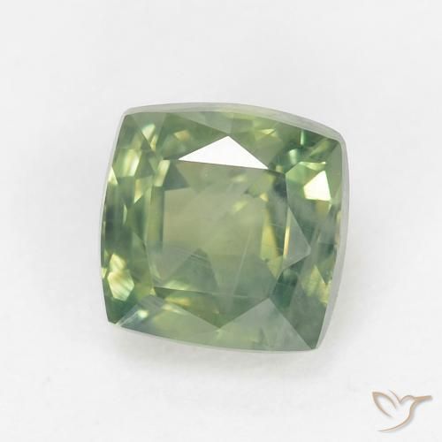 0.88ct Naturel Vert sauge léger Saphir, Coussin, VS