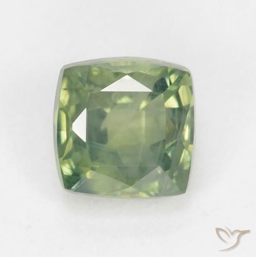 Saphir Vert sauge léger naturelle Coussin, 0.88 ct, VS