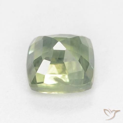 Saphir Vert sauge léger naturelle Coussin, 0.88 ct, VS