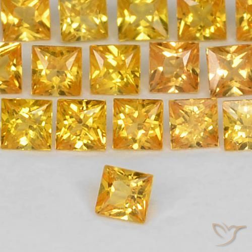 Saphir Orange doré profond naturelle Carré, 0.06 ct, VS