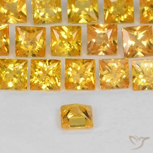 Saphir Orange doré profond naturelle Carré, 0.06 ct, VS