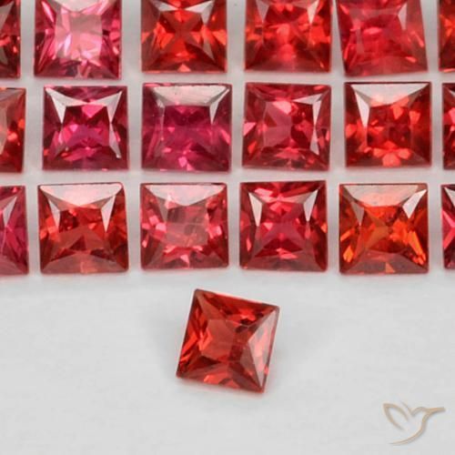 Saphir Rouge Rosâtre naturelle Carré, 0.11 ct, VS