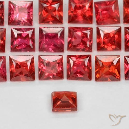 Saphir Rouge Rosâtre naturelle Carré, 0.11 ct, VS