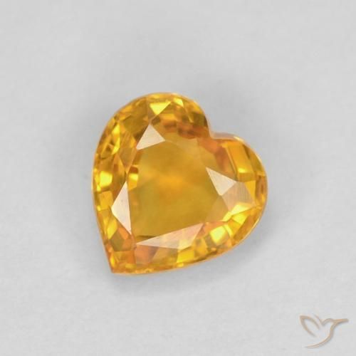 0.48ct Naturel Orange-or Saphir, Cœur, VVS-VS