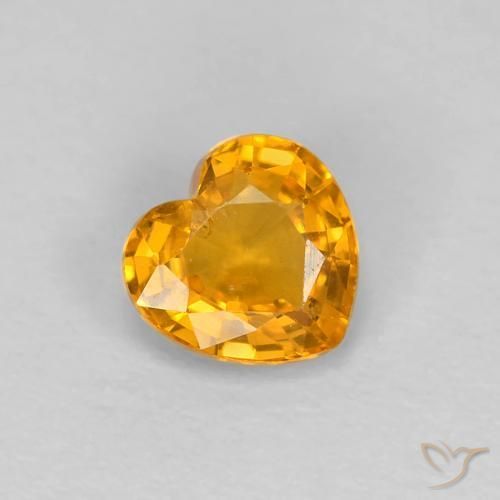 Saphir Orange moyen naturelle Cœur, 0.45 ct, VS