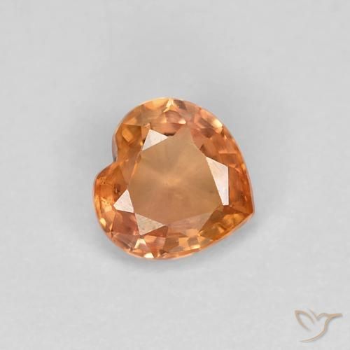 Saphir Orange chaud naturelle Cœur, 0.44 ct, VVS