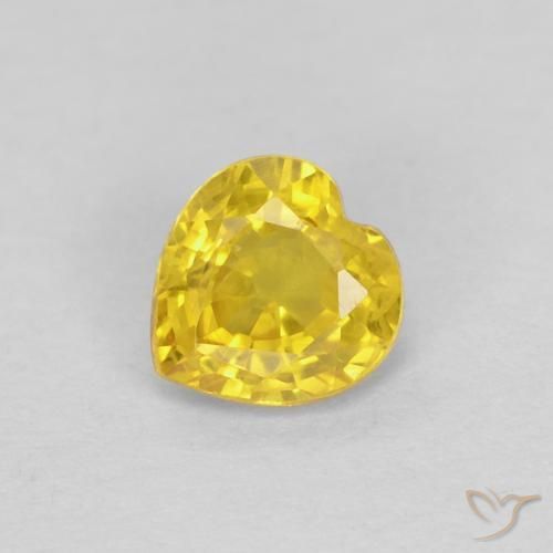 Saphir Medium Light-Yellow naturelle Forme de coeur, 0.45 ct, VS