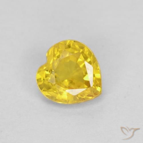Saphir Medium Light-Yellow naturelle Forme de coeur, 0.45 ct, VS