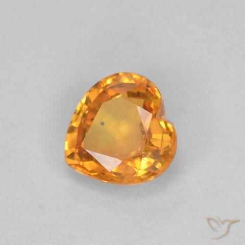 Saphir Orange vif naturelle Cœur, 0.45 ct, VVS-VS