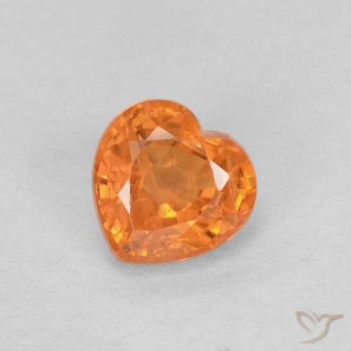 Saphir orange moyen naturelle forme de coeur, 0,51 ct, VS