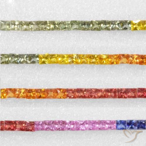 7.97ctw Naturel Multicolore Saphir, Carré, VS
