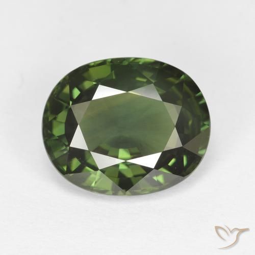 4.12ct Naturel Vert foncé Saphir, ovale, VVS