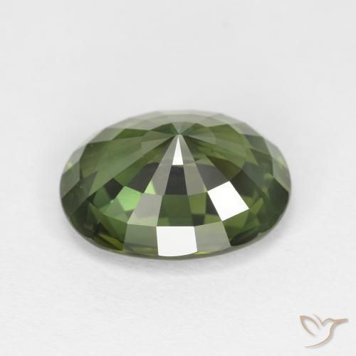 Saphir Vert foncé naturelle ovale, 4.12 ct, VVS