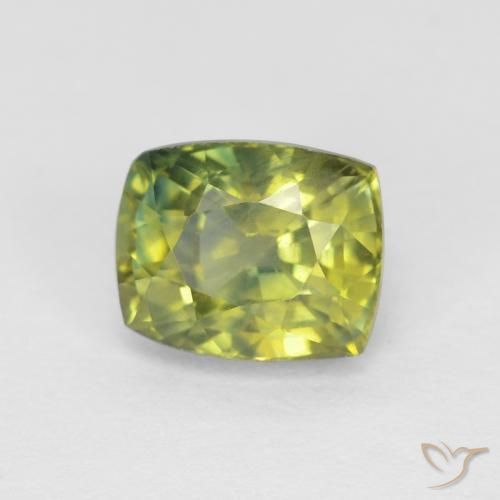 0.98ct Naturel Medium Light Green Saphir, Coussin, VVS-VS
