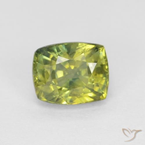 Saphir Medium Light Green naturelle Coussin, 0.98 ct, VVS-VS