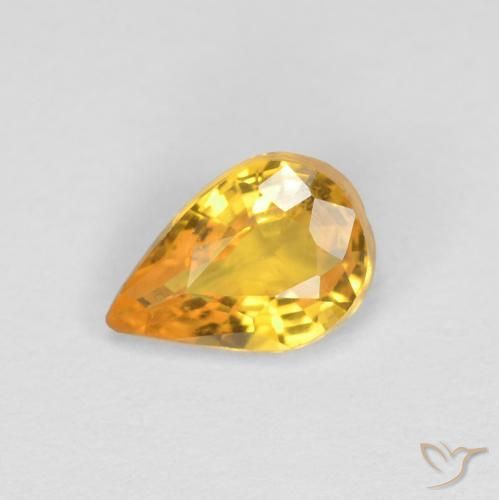 Saphir Doré vif naturelle En forme de poire, 0.47 ct, VVS