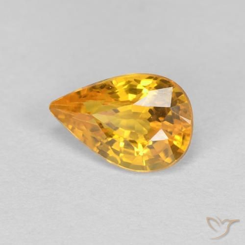 Saphir Doré foncé naturelle En forme de poire, 0.56 ct, VVS
