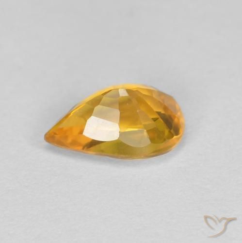 Saphir Doré foncé naturelle En forme de poire, 0.56 ct, VVS