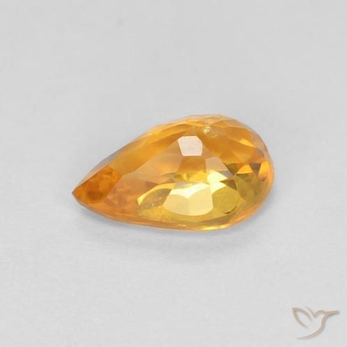 Saphir Or orange foncé naturelle En forme de poire, 0.54 ct, VS-SI