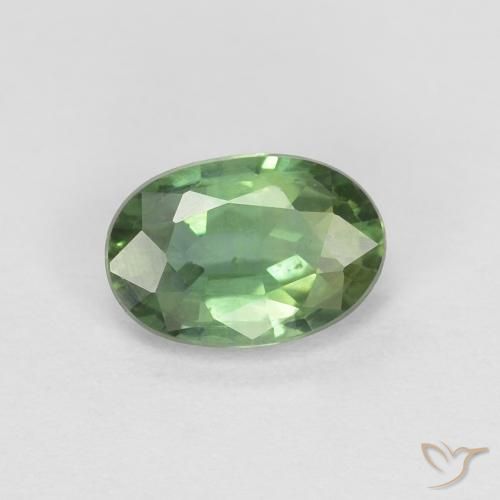 Saphir Forêt verte naturelle ovale, 0.53 ct, VVS-VS