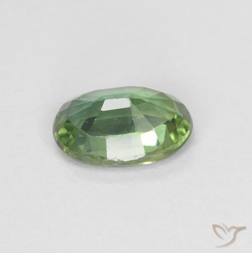 Saphir Forêt verte naturelle ovale, 0.53 ct, VVS-VS