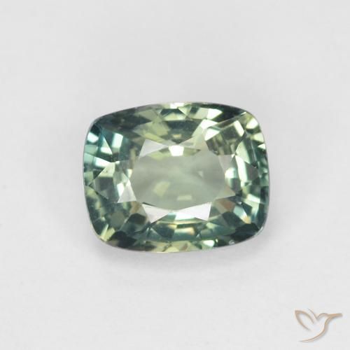 0.93ct Naturel Bleu vert moyen Saphir, Coussin, VVS