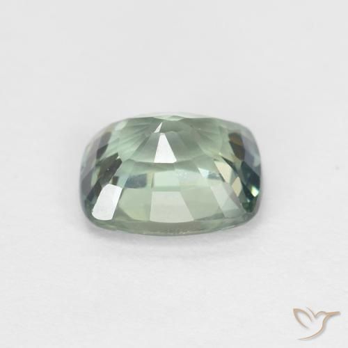 Saphir Bleu vert moyen naturelle Coussin, 0.93 ct, VVS