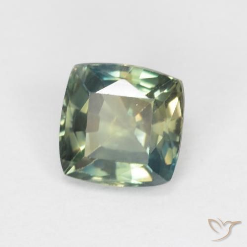 Saphir Bleu vert naturelle Coussin, 1.15 ct, VVS