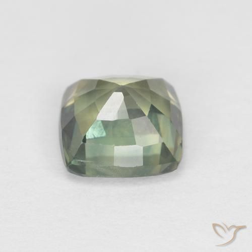 Saphir Bleu vert naturelle Coussin, 1.15 ct, VVS