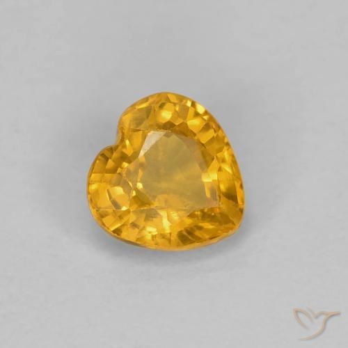 Saphir Or orange foncé naturelle Cœur, 0.47 ct, VS