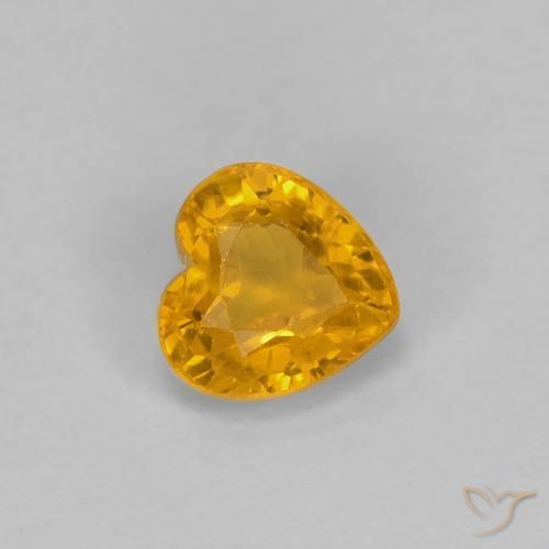 Saphir Doré-orange foncé naturelle Cœur, 0.43 ct, VS