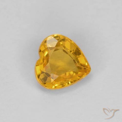 Saphir Or orange foncé naturelle Cœur, 0.48 ct, VS