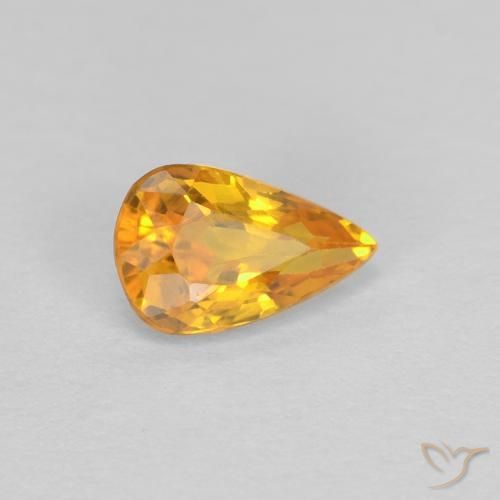 Saphir Or orange foncé naturelle En forme de poire, 0.47 ct, VVS