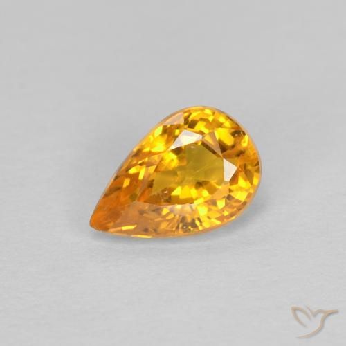 Saphir Doré-orange foncé naturelle En forme de poire, 0.60 ct, VVS