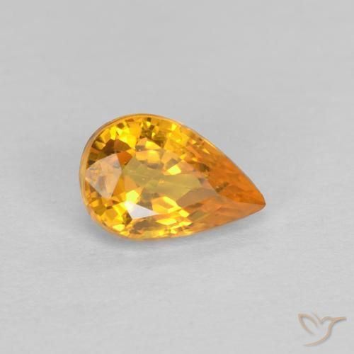 Saphir Doré-orange foncé naturelle En forme de poire, 0.60 ct, VVS