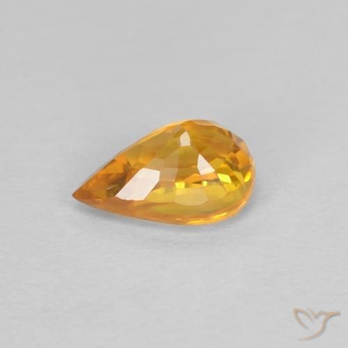 Saphir Doré-orange foncé naturelle En forme de poire, 0.60 ct, VVS