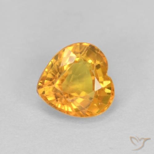 0.48ct Naturel Doré-orange foncé Saphir, Cœur, VS
