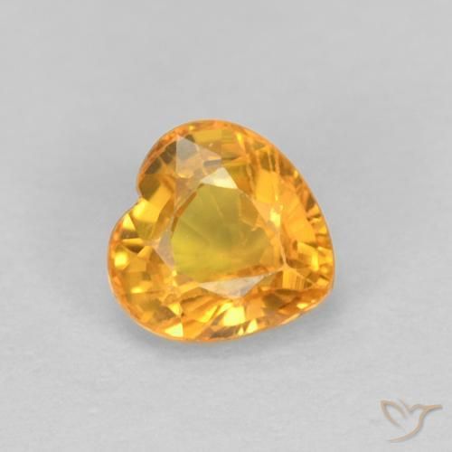 Saphir Doré-orange foncé naturelle Cœur, 0.48 ct, VS