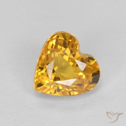 0.56ct Naturel Orange Doré Saphir, Cœur, VVS