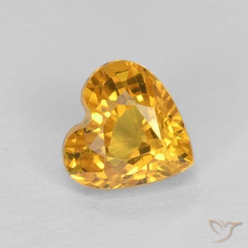 Saphir Orange Doré naturelle Cœur, 0.56 ct, VVS