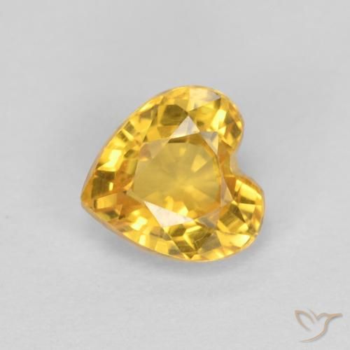 0.53ct Naturel Orange Doré Saphir, Cœur, VVS