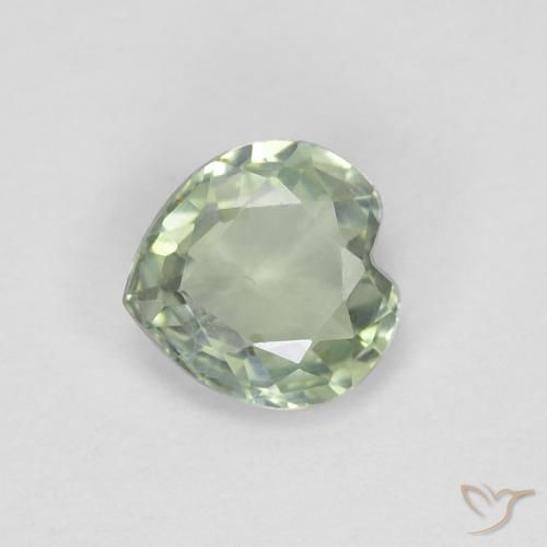 0.42ct Naturel Vert clair Saphir, Cœur, VVS