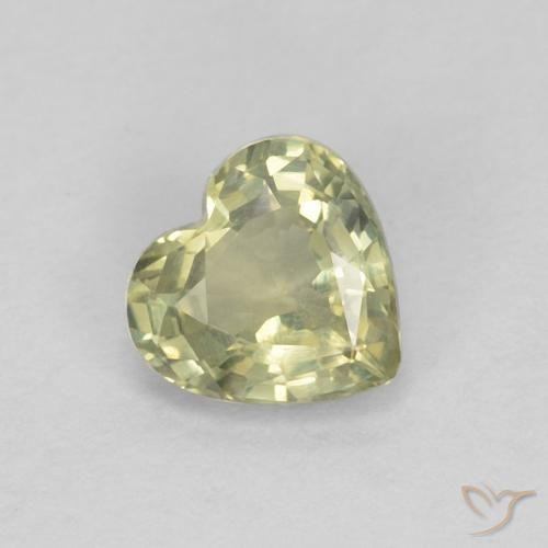 0.45ct Naturel Vert jaunâtre Saphir, Cœur, VVS-VS