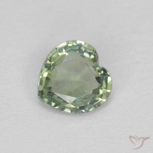 0.38ct Naturel Vert chaud Saphir, Cœur, VVS-VS