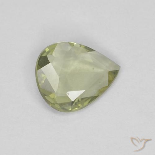 Saphir Vert chaud naturelle En forme de poire, 0.34 ct, VVS-VS